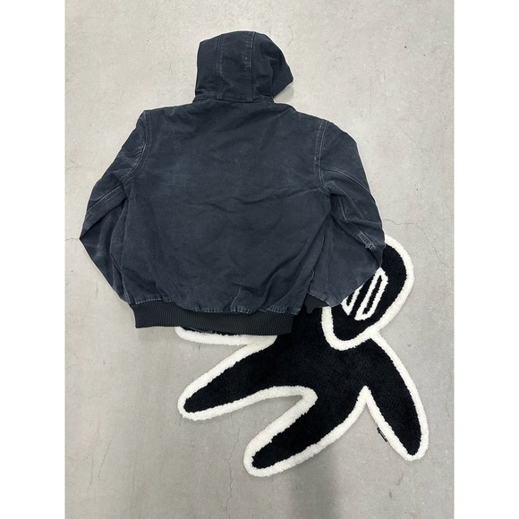 Carhartt Workwear Jacket Mens M Black Full Zip Hooded Embroidered Sz M - Picture 2 of 9